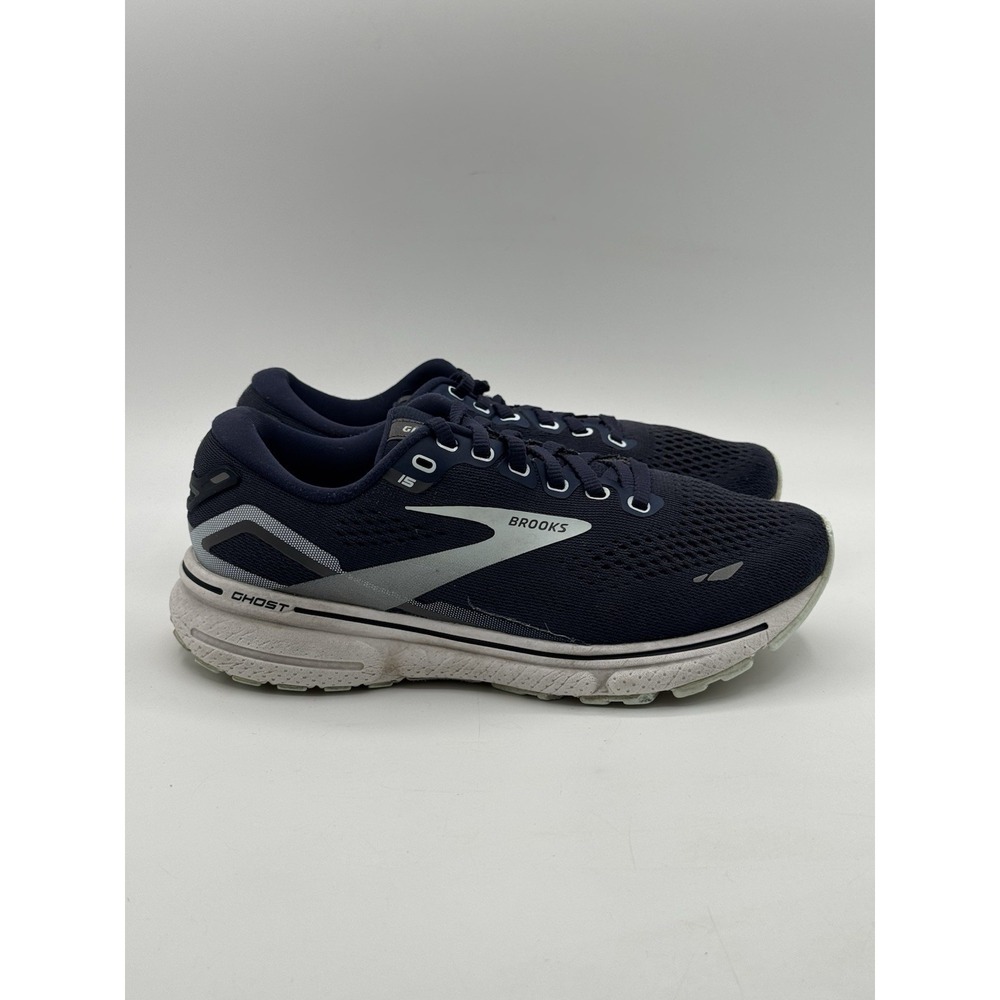 Brooks Ghost 15 Navy Blue/White Women Running Sneakers - Size 6 Wide